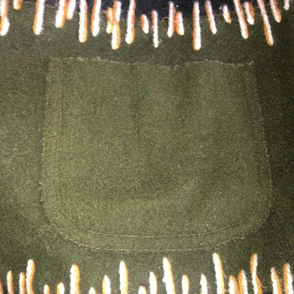 Vintage JouJou Black & Green Wool Vest, collar Camel & Cream Blanket size small - Picture 6 of 10